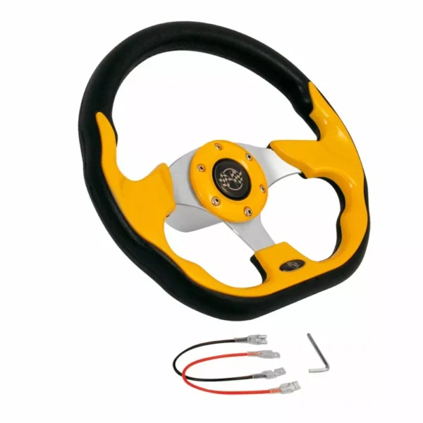 Repuesto Volante de carro de golf E-Z-GO 12,5" amarillo | Buje adaptador negro | Todos los modelos - Image 2